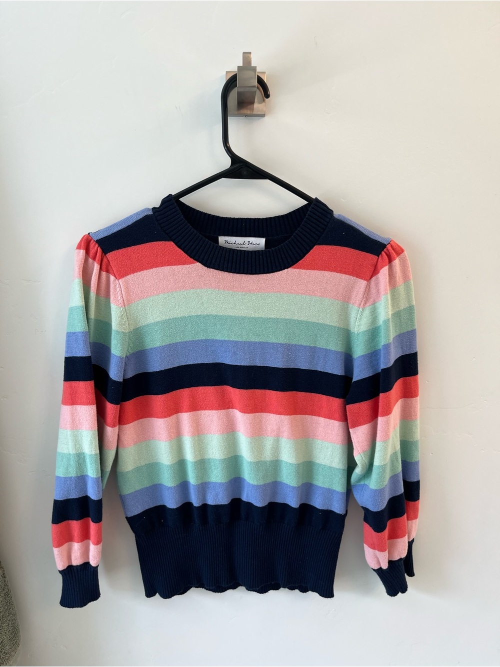 Michael Stars Striped Crewneck Sweater in Navy, Coral, Mint, Lavender